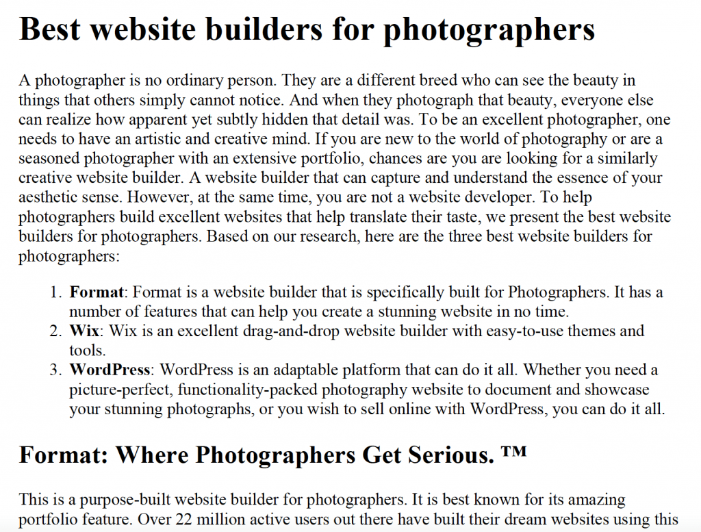 Review article about Best website builders for photographers