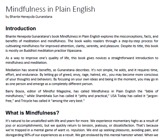 Book Review: Mindfulness in Plain English