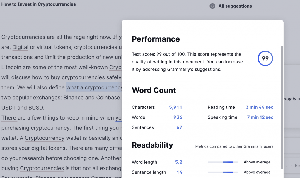 Perfect Grammarly Premium Scores