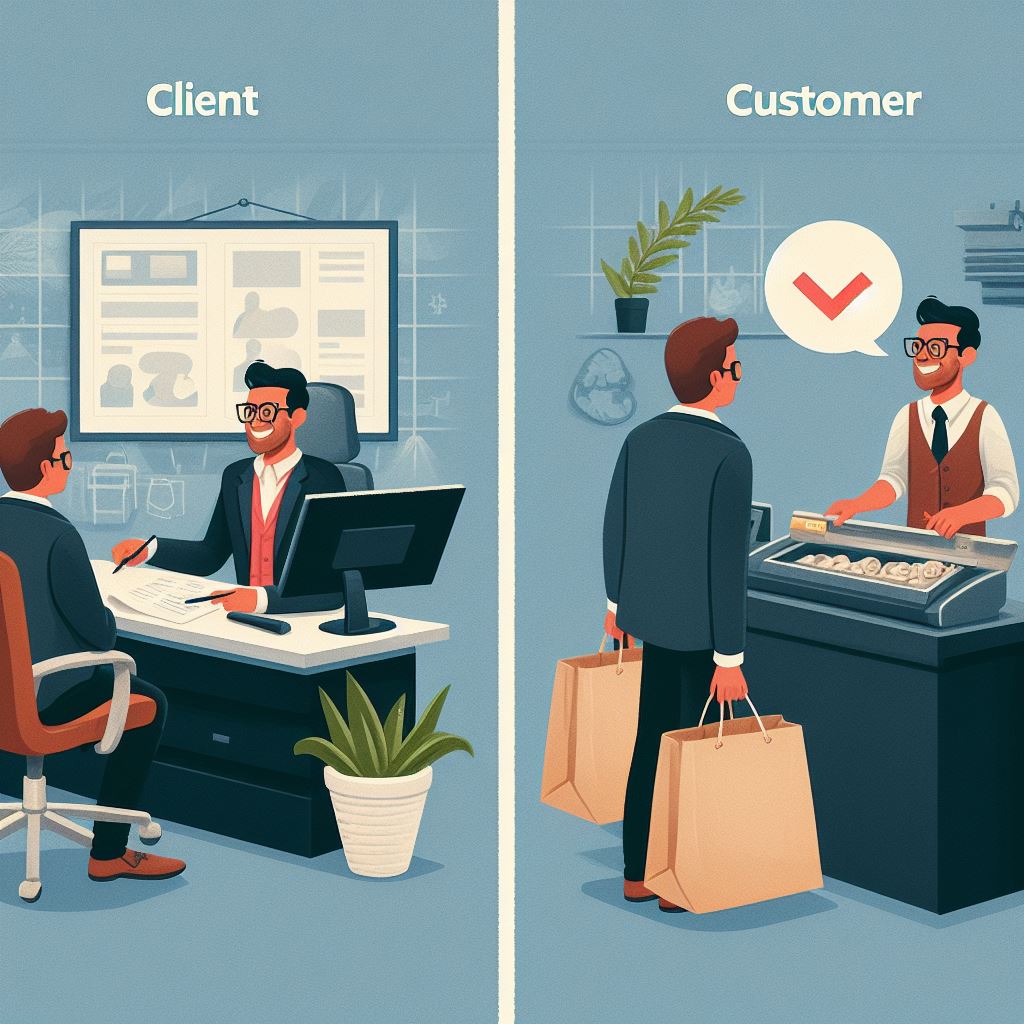 What is the difference between client and customer?