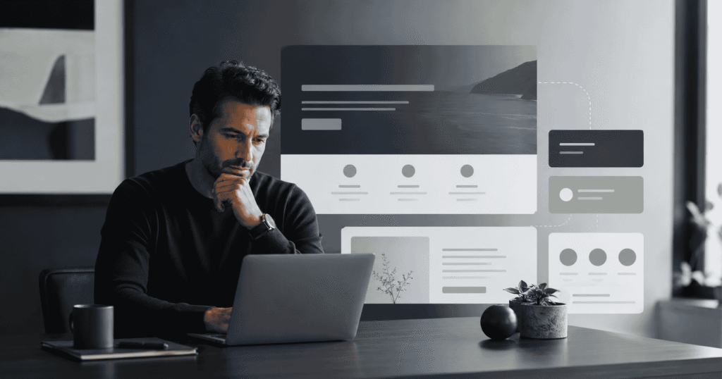 Service-business owner reviewing homepage structure and customer inquiry paths