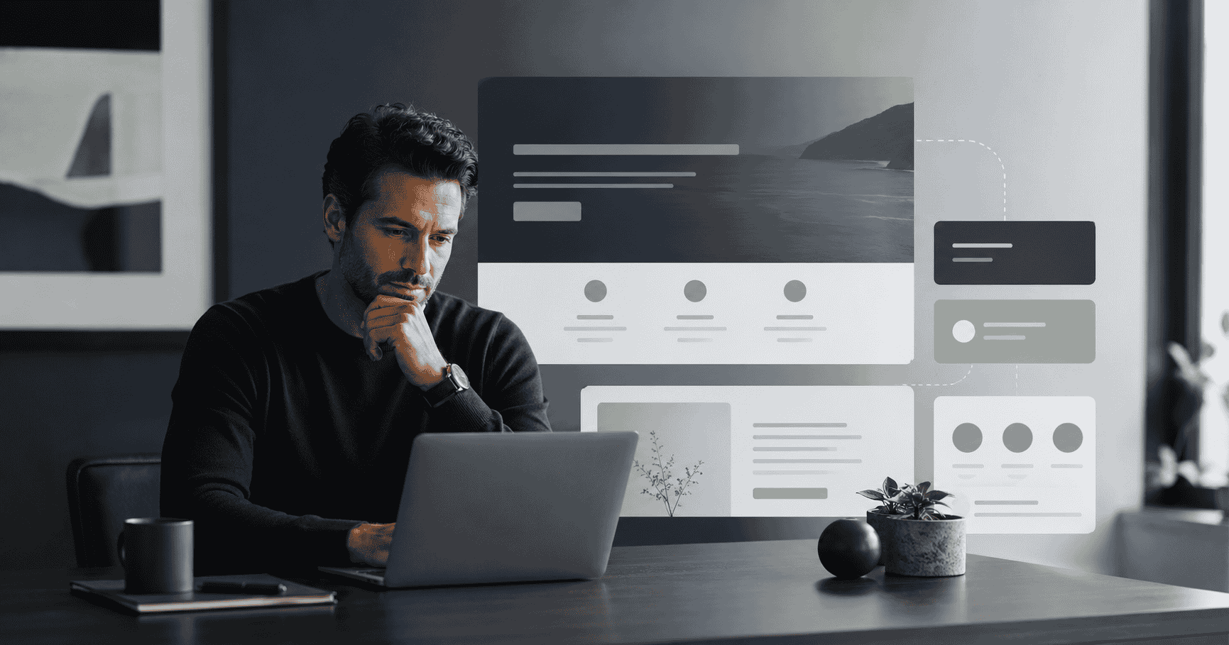 Service-business owner reviewing homepage structure and customer inquiry paths